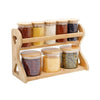 Set Kontenitorësh për Erëza me Raft Druri – 8 Pjesë | Organizim Elegant Kuzhine