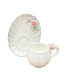 Filxhan Porcelani me Pjatë dhe Trëndafil 3D – Set Elegant për Kafe dhe Çaj