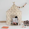 Tendë Lojë për Fëmijë – Kullë prej pëlhure, dizajn me katrorë, hapësirë për lojë & lexim